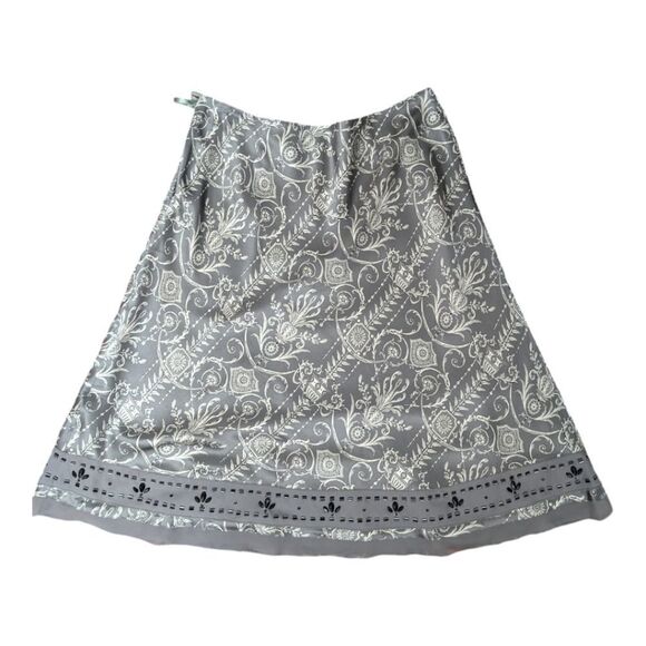 WHbm grey pure silk midi slip skirt a-line size 8 floral parsley - Picture 4 of 10